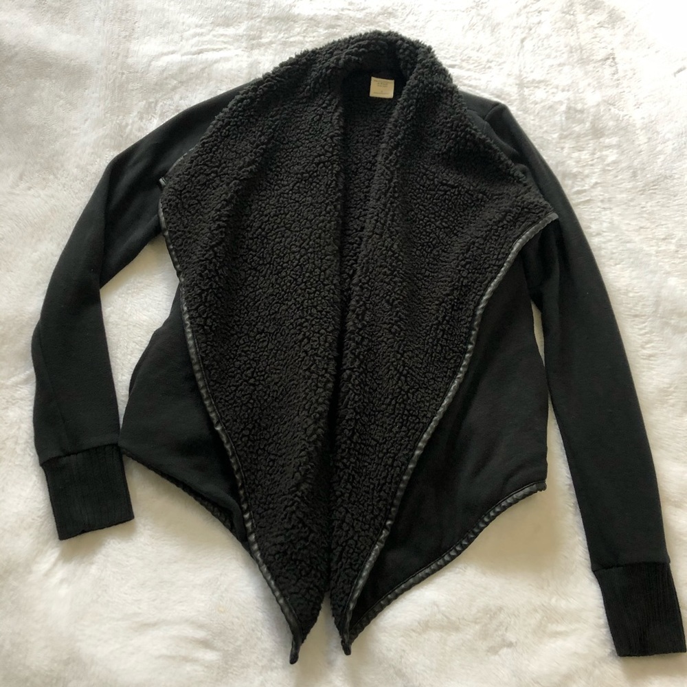 A&F Black Sherpa Jacket with faux leather lining